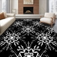 thumbnail image 1 of ODIKA 8'x10' Machine Washable Non-Slip Area Rug, Festive Snowflake Winter Wonderland Entryway Welcome High Traffic Rug, Black, 738037, 1 of 7
