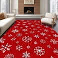 thumbnail image 1 of ODIKA 8'x10' Machine Washable Non-Slip Area Rug, Festive Snowflake Wonderland Holiday Celebration Decorative Accent High Traffic Rug, Red, 606660, 1 of 5