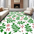 thumbnail image 1 of ODIKA 8'x10' Machine Washable Non-Slip Area Rug, Festive Starburst Holly Branch Tree Skirt with Seasonal Charm High Traffic Rug with Pad, Green, 734093, 1 of 8