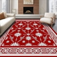 thumbnail image 1 of ODIKA 8'x10' Machine Washable Non-Slip Area Rug, Festive Starburst Medallion Design Featuring Interlocking Accents High Traffic Rug, Red, 730072, 1 of 7