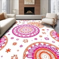 thumbnail image 1 of ODIKA 8'x10' Machine Washable Non-Slip Area Rug, Festive Starburst Mosaic Featuring Abstract Swirl High Traffic Rug with Pad, Pink, 643956, 1 of 8