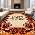 thumbnail image 1 of ODIKA 8'x10' Machine Washable Non-Slip Area Rug, Festive Thanksgiving Harvest Greeting High Traffic Rug with Pad, Brown, 602410, 1 of 8