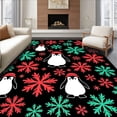 thumbnail image 1 of ODIKA 8'x10' Machine Washable Non-Slip Area Rug, Festive Winter Penguin Motif with Snowflake Accents and Holiday High Traffic Rug, Black, 743712, 1 of 7