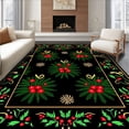 thumbnail image 1 of ODIKA 8'x10' Machine Washable Non-Slip Area Rug, Festive Wreath Holiday Accent High Traffic Rug with Pad, Black, 607018, 1 of 8