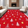 thumbnail image 1 of ODIKA 8'x10' Machine Washable Non-Slip Area Rug, Festive Yuletide Tree Celebration High Traffic Rug, Red, 655902, 1 of 7