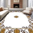 thumbnail image 1 of ODIKA 8'x10' Machine Washable Non-Slip Area Rug, Floral Medallion Arrangement with Interlocking Scrollwork High Traffic Rug with Pad, Gold, 592838, 1 of 8