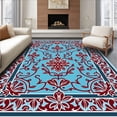 thumbnail image 1 of ODIKA 8'x10' Machine Washable Non-Slip Area Rug, Floral Vinework Motif with Art Nouveau Inspiration High Traffic Rug with Pad, Blue, 552594, 1 of 8