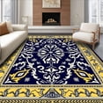 thumbnail image 1 of ODIKA 8'x10' Machine Washable Non-Slip Area Rug, Flourish with Symmetrical Botanical High Traffic Rug, Navy Blue, 658798, 1 of 7