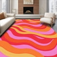 thumbnail image 1 of ODIKA 8'x10' Machine Washable Non-Slip Area Rug, Flowing Wave Artistic Contemporary Design High Traffic Rug with Pad, Pink, 664381, 1 of 8