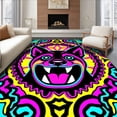 thumbnail image 1 of ODIKA 8'x10' Machine Washable Non-Slip Area Rug, French Portrait Interlocking Pop Art with Festive Ornaments High Traffic Rug with Pad, Pink, 743807, 1 of 8