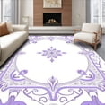 thumbnail image 1 of ODIKA 8'x10' Machine Washable Non-Slip Area Rug, Frosted Lace Interlocking Floral Web with Subtle Lavender Accents High Traffic Rug with Pad, Purple, 614358, 1 of 8