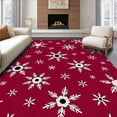 thumbnail image 1 of ODIKA 8'x10' Machine Washable Non-Slip Area Rug, Frosty Snowflake Wonderland Charm Enchanted Magical High Traffic Rug with Pad, Red, 651548, 1 of 8