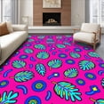 thumbnail image 1 of ODIKA 8'x10' Machine Washable Non-Slip Area Rug, Funky Wildcat Stripe with Abstract Botanical Accents High Traffic Rug, Pink, 723614, 1 of 7