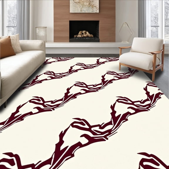 ODIKA 8'x10' Machine Washable Non-Slip Area Rug, Futuristic Tech Hexagon Honeycomb Cyber Gamer Aesthetic Flooring High Traffic Rug, Brown, 579431