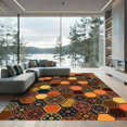 thumbnail image 1 of ODIKA 8'x10' Machine Washable Non-Slip Area Rug, Geometric Burnt Orange High Traffic Rug, Orange, 1016776, 1 of 7