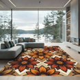thumbnail image 1 of ODIKA 8'x10' Machine Washable Non-Slip Area Rug, Geometric Burnt Orange High Traffic Rug, Orange, 1269096, 1 of 7