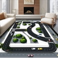 thumbnail image 1 of ODIKA 8'x10' Machine Washable Non-Slip Area Rug, Car for Nursery Room High Traffic Rug with Pad, Gray, 90009, 1 of 8