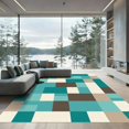 thumbnail image 1 of ODIKA 8'x10' Machine Washable Non-Slip Area Rug, Geometric Teal High Traffic Rug, Blue, 1020729, 1 of 7
