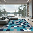 thumbnail image 1 of ODIKA 8'x10' Machine Washable Non-Slip Area Rug, Geometric Teal High Traffic Rug, Blue, 1067274, 1 of 7