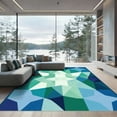 thumbnail image 1 of ODIKA 8'x10' Machine Washable Non-Slip Area Rug, Geometric Teal High Traffic Rug with Pad, Green, 1051423, 1 of 8