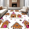 thumbnail image 1 of ODIKA 8'x10' Machine Washable Non-Slip Area Rug, Gingerbread Village Scene Holiday Doormat with Cookie House Details High Traffic Rug with Pad, Brown, 732228, 1 of 8
