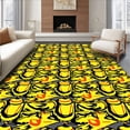 thumbnail image 1 of ODIKA 8'x10' Machine Washable Non-Slip Area Rug, Grinning Lantern Mosaic Interlocking Stripe with Charcoal and Tangerine High Traffic Rug with Pad, Yellow, 620055, 1 of 8