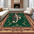 thumbnail image 1 of ODIKA 8'x10' Machine Washable Non-Slip Area Rug, Harmonious Treble Clef Swirl Design Handcraft Stitching Project Kit High Traffic Rug with Pad, Green, 621127, 1 of 8