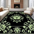 thumbnail image 1 of ODIKA 8'x10' Machine Washable Non-Slip Area Rug, Heritage Bloom Vintage Naturalist Illustration Display High Traffic Rug, Black, 565228, 1 of 7