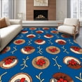 thumbnail image 1 of ODIKA 8'x10' Machine Washable Non-Slip Area Rug, Holiday Berry Intertwined with Spruce Cones and Twisted Vines High Traffic Rug, Blue, 731904, 1 of 7