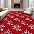 thumbnail image 1 of ODIKA 8'x10' Machine Washable Non-Slip Area Rug, Holiday Charm with Twinkling Snowflakes and Stylized Evergreen Branches High Traffic Rug, Red, 615348, 1 of 7
