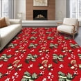 thumbnail image 1 of ODIKA 8'x10' Machine Washable Non-Slip Area Rug, Holiday Featuring Stylized Evergreen Branches And Twinkling Stars High Traffic Rug with Pad, Red, 625730, 1 of 8