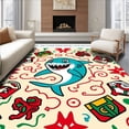 thumbnail image 1 of ODIKA 8'x10' Machine Washable Non-Slip Area Rug, Holiday Ocean Scene with Cheerful and Decorative Gift High Traffic Rug with Pad, Beige, 634110, 1 of 8