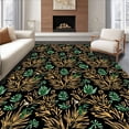 thumbnail image 1 of ODIKA 8'x10' Machine Washable Non-Slip Area Rug, Holiday Pinecone Cluster with Stylized Foliage Accents High Traffic Rug with Pad, Black, 624963, 1 of 8