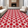 thumbnail image 1 of ODIKA 8'x10' Machine Washable Non-Slip Area Rug, Holiday Tartan Plaid with Vintage Starburst Embellishments High Traffic Rug, Red, 610838, 1 of 7