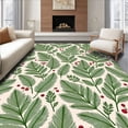 thumbnail image 1 of ODIKA 8'x10' Machine Washable Non-Slip Area Rug, Holiday Themed Latch Hook with Stylized Evergreen and Berry Design High Traffic Rug with Pad, Green, 647377, 1 of 8