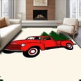 thumbnail image 1 of ODIKA 8'x10' Machine Washable Non-Slip Area Rug, Holiday Truck Carrying Pine Trees Decorative Floor High Traffic Rug, Red, 732849, 1 of 7