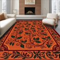 thumbnail image 1 of ODIKA 8'x10' Machine Washable Non-Slip Area Rug, Holly Berry Vine Scroll Holiday Decorative Floor High Traffic Rug, Orange, 615357, 1 of 7