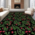 thumbnail image 1 of ODIKA 8'x10' Machine Washable Non-Slip Area Rug, Holly Berry Wreath Tree Skirt with Traditional Motifs High Traffic Rug, Green, 746154, 1 of 7