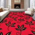 thumbnail image 1 of ODIKA 8'x10' Machine Washable Non-Slip Area Rug, Holly Leaf Composition Enhanced With Curved Stems And Tiny Golden Ornaments High Traffic Rug, Red, 624321, 1 of 7