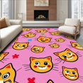 thumbnail image 1 of ODIKA 8'x10' Machine Washable Non-Slip Area Rug, Humorous Battered Puss Flashing Decoration High Traffic Rug, Pink, 508952, 1 of 7