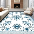 thumbnail image 1 of ODIKA 8'x10' Machine Washable Non-Slip Area Rug, Icy Starburst Snowflake Web Design with Delicate Swirls High Traffic Rug with Pad, Blue, 740827, 1 of 8