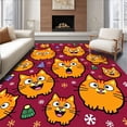 thumbnail image 1 of ODIKA 8'x10' Machine Washable Non-Slip Area Rug, Illuminated Feline Gag Novelty Festive Holiday Joke Decoration High Traffic Rug with Pad, Orange, 656281, 1 of 8