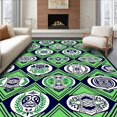thumbnail image 1 of ODIKA 8'x10' Machine Washable Non-Slip Area Rug, Interlocking Featuring Classic Sports Motifs High Traffic Rug, Green, 643542, 1 of 7
