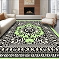 thumbnail image 1 of ODIKA 8'x10' Machine Washable Non-Slip Area Rug, Interlocking Medallion with Ornate Symmetry and Bold Accents High Traffic Rug, Green, 710549, 1 of 7