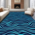 thumbnail image 1 of ODIKA 8'x10' Machine Washable Non-Slip Area Rug, Interlocking Wave Ripple Design with Deep Navy and Azure Highlights High Traffic Rug, Blue, 481637, 1 of 7