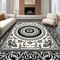 thumbnail image 1 of ODIKA 8'x10' Machine Washable Non-Slip Area Rug, Intricate Medallion Accent Floor Covering with Ornate Central Motif High Traffic Rug with Pad, Black, 661245, 1 of 8