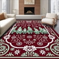 thumbnail image 1 of ODIKA 8'x10' Machine Washable Non-Slip Area Rug, Jolly Holiday Gnome Parade with Vintage Starburst and Striped Ornament Details High Traffic Rug, Red, 731633, 1 of 7