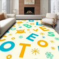 thumbnail image 1 of ODIKA 8'x10' Machine Washable Non-Slip Area Rug, Joyful Animal Alphabet with Smiling Creatures and Letter Motifs High Traffic Rug with Pad, Orange, 679886, 1 of 8
