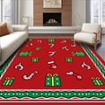 thumbnail image 1 of ODIKA 8'x10' Machine Washable Non-Slip Area Rug, Joyful Hearth Spectacular Seasonal Treasure High Traffic Rug with Pad, Red, 507639, 1 of 8