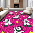 thumbnail image 1 of ODIKA 8'x10' Machine Washable Non-Slip Area Rug, Joyful Holiday Scene Featuring Playful Snowmen and Twinkling Stars High Traffic Rug with Pad, Pink, 734213, 1 of 8